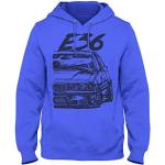 1/4 Mile Kult M3 #2066 Pull à capuche pour homme, avec motif et inscription « E36 » de BMW, bleu roi, M