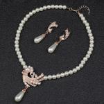 Colliers de mariage gris à strass de perles gravés look fashion pour femme 