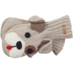 Paire de gants en tricot beiges en laine à motif chiens enfant 