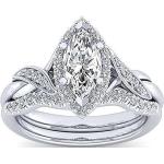 Bagues de fiançailles en diamant de mariage argentées en argent Halo personnalisés pour femme 