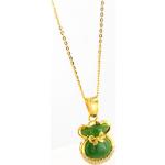 Pendentifs en or vert jade en argent à perles pour femme 