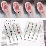 Boucles d'oreilles à clip multicolores en cristal à clous en lot de 12 look fashion pour femme 