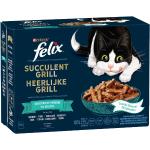 12x80g Felix Succulent Grill sélection de la mer - Pâtée pour chat