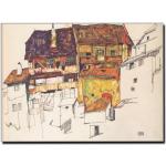 1914 Egon Schiele Maisons Anciennes À Krumau Expressionniste Schiele Paysage Illustration Milieu Du Siècle Art Moderne Affiche Célèbre Illustration