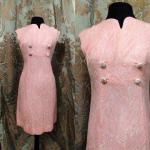 Robes de cocktail rose pastel à motif paisley à strass minis Taille M look vintage pour femme 