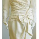 Robes de cocktail de mariée beiges nude en mousseline à manches longues look vintage pour femme 