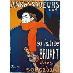 1art1 Henri De Toulouse-Lautrec Poster Aristide Bruant Dans Son Cabaret Affiche Reproduction 50x40 cm