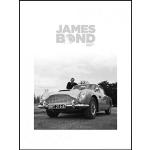 1art1 James Bond 007 Affiche Reproduction et Cadre (MDF) Noir - Sean Connery, Aston Martin DB5 (80 x 60cm)