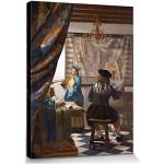 1art1 Johannes Vermeer Poster Impression Sur Toile L'Art De La Peinture, 1666 Affiche Murale XXL Encadrée | Tendue Sur Cadre En Bois | Tableau 40x30 cm