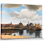 1art1 Johannes Vermeer Poster Impression Sur Toile Vue De Delft, 1660–1661 Affiche Murale XXL Encadrée | Tendue Sur Cadre En Bois | Tableau 40x30 cm