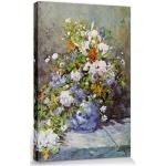 1art1 Pierre Auguste Renoir Poster Impression Sur Toile Grand Vase Avec Fleurs, 1866 Affiche Murale XXL Encadrée | Tendue Sur Cadre En Bois | Tableau 120x80 cm