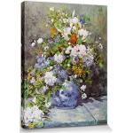 1art1 Pierre Auguste Renoir Poster Impression Sur Toile Grand Vase Avec Fleurs, 1866 Affiche Murale XXL Encadrée | Tendue Sur Cadre En Bois | Tableau 40x30 cm