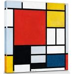 1art1 Piet Mondrian Poster Impression Sur Toile Composition Avec Grand Plan Rouge, 1921 Affiche Murale XXL Encadrée | Tendue Sur Cadre En Bois | Tableau 40x40 cm
