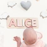 Nom personnalisé Puzzle bois Montessori jouets bébé fille 1er cadeau  d'anniversaire