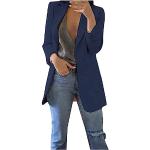 Vestes en lin bleus à effet léopard à paillettes sans col à manches longues Taille XXL plus size look fashion pour femme 