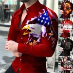 Chemises de printemps multicolores à imprimé animal en fibre synthétique à motif animaux imprimées à manches longues Taille 3 XL look fashion pour homme 