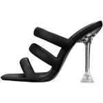 Sandales noires à paillettes en cuir à talons carrés pour pieds larges Pointure 43 look fashion pour femme 
