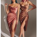 Robes de cocktail marron en satin Spice Girls midi sans manches Taille XL look fashion pour femme 