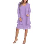 Robes de soirée saison été violettes en dentelle mi-longues à col rond Taille XL look fashion pour femme 