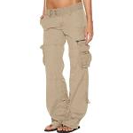 Pantalons taille haute beiges nude à fleurs en denim stretch Taille S plus size look casual pour femme 