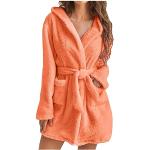 Peignoirs en éponge d'automne orange en flanelle à capuche Taille M plus size look fashion pour femme 