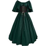 Robes en dentelle vintage vertes à fleurs en dentelle maxi Taille XL plus size look médiéval pour femme 