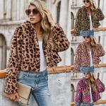 Vestes d'hiver multicolores à effet léopard en fourrure à capuche à manches longues Taille 3 XL plus size look fashion pour femme 