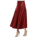 Jupes en cuir de mariage de printemps rouges en cuir synthétique mi-longues Taille XXL look fashion pour femme 
