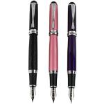 3 pièces Jinhao X750 Stylo plume moyen 18KGP Nipple en 3 couleurs (noir, violet, rose) avec pochette transparente pour stylo