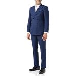 3 Pièces pour Hommes À Double Boutonnage De Costume Bleu Rétro Années 1920 Pinstripe Gatsby Veste Gilet Pantalon [SUIT-DB-6188-2-8002-BLUE-54EU]