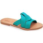 Sandales plates turquoise en cuir Pointure 38 look fashion pour femme 