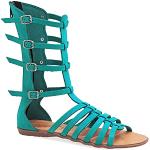 Sandales turquoise en cuir en cuir Pointure 38 look fashion pour femme 