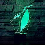 Lampes de table bleu cyan en fibre de verre à motif pingouins 