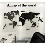 Autocollants noirs imprimé carte du monde 