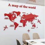 Autocollants rouges imprimé carte du monde 