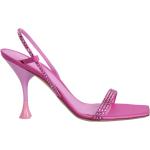 Sandales à talons roses en cuir à strass à bouts carrés Pointure 40 look fashion pour femme 