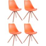 Chaises en bois orange en bois en lot de 4 scandinaves 