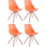 Chaises en bois marron en cuir synthétique en lot de 4 scandinaves 