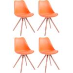 Chaises en bois orange en bois en lot de 4 scandinaves 