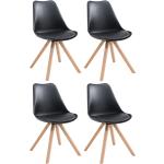 Chaises en bois noires en bois en lot de 4 scandinaves 
