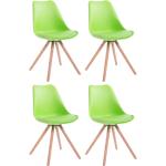 Chaises en bois vertes en bois en lot de 4 scandinaves 