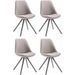 Chaises en bois gris clair en tissu en lot de 4 scandinaves 