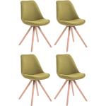 Chaises en bois vertes en tissu en lot de 4 scandinaves 
