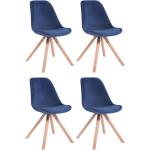 Chaises en bois bleues en hêtre en lot de 4 scandinaves 