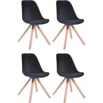 Chaises en bois noires en hêtre en lot de 4 scandinaves 