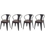 Chaises design marron en cuir synthétique en lot de 4 industrielles 