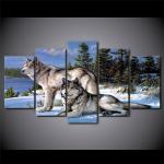 Tableaux abstraits en plastique à motif loups modernes 