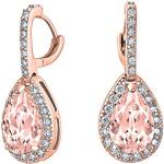 7Ct Vintage Style Halo Simulée Morganite Rose Roe Zirconia Cubic Zirconia AAA CZ La Mode Pendre Drop Teardrop Earrings For Women Prom Bridesmaid Wedding Rose Gold Plated