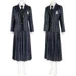 5pcs ensembles mercredi Addams famille adulte Nevermore Academy uniforme scolaire Costumes de Cosplay tenue ensemble complet costume veste gilet chemise jupe cravate
