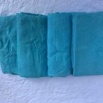4 Grandes Serviettes En Coton Damassées Et Monogrammées B, Linge Ancien, Teintées Bleues, Art Deco,